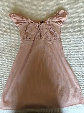 Pink Ruffle-Sleeve Summer Dress